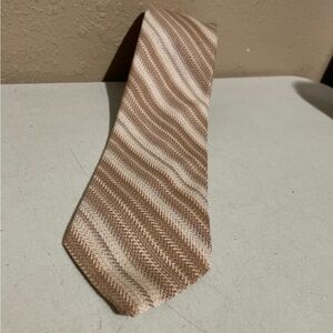 Tan Brown Horizontal Stripes Neck Tie